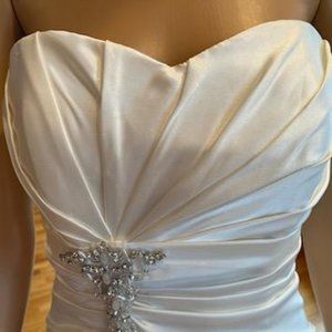 *Alfred Angelo Ivory Silky Satin Strapless Wedding Dress Bridal Gown Size 8